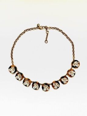 J.Crew Tortoiseshell Crystal Statement Necklace | Gold Tone | Adjustable